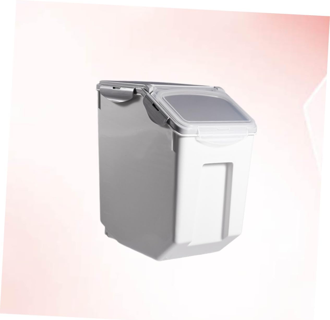 Household Rice Storage Bucket Grey Airtight Rice Cylinder with Measuring Cup Scale Display Mobile Kitchen Organizer for Dry Food Nuts and Cereal