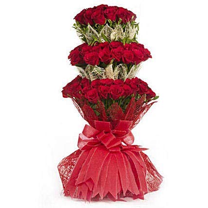 Floralbay Valentine's Day Special Fresh Flowers Tall Arrangment of Red Rose (Bunch of 100)