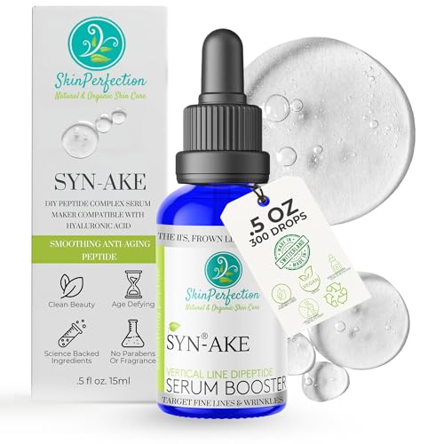 Skin Perfection Syn-AKE Face Serum for Women - Tri Peptide Serum for Face Anti Aging - Facial Moisturizer for Women - Anti Aging Peptide Mix with Lotion Serum & Cream or Any Skin Care Product - 0.5oz