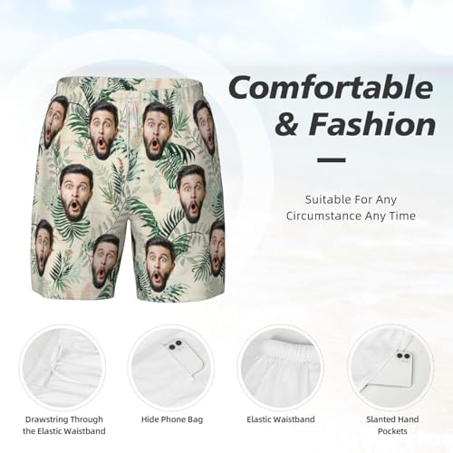 Custom Swim Trunks Men with Compression Liner Personalized Beach Board Shorts with Face Customized Bathing Suit Birthday Gift2