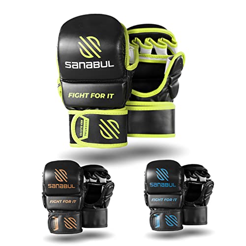 New Item Sanabul Essential 7 Oz Mma Hybrid Sparring Glove (Black/Green, Small/Medium) #TOP9