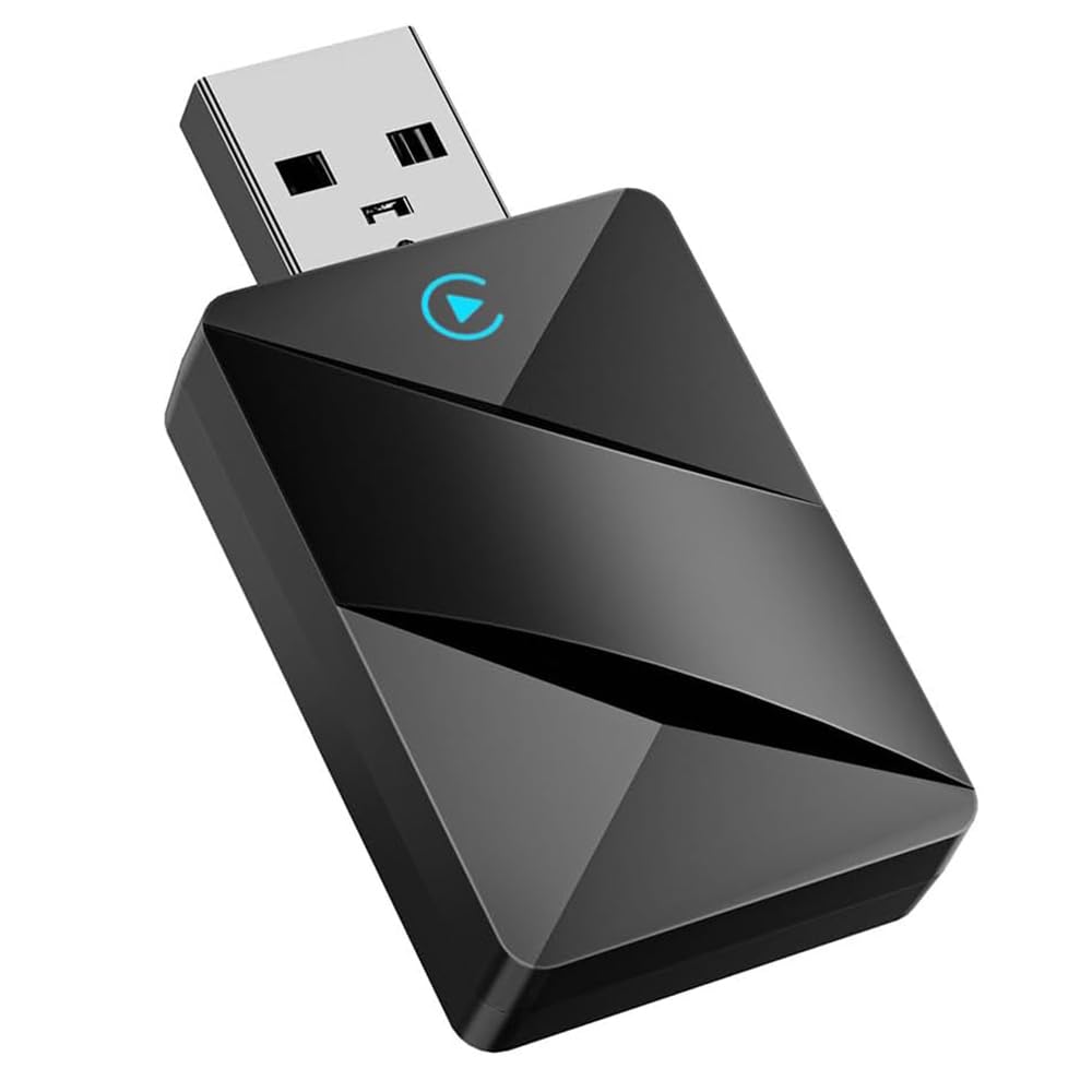 Wireless CarPlay Adapter for Mustang 2021-2024, Converts Wired to Wireless Dongle 2-in-1 5.8GHz Plug and Play Intelligent Voice Control Lag-Free