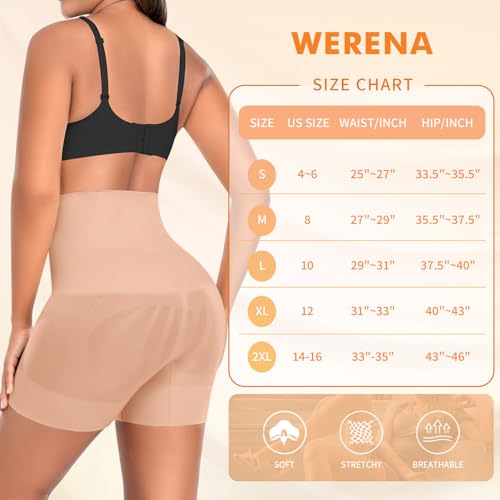 Image of Werena Shapewear for Women Tummy Control Shaping Shorts High Waist Body Shaper Panties Underwear Slip Shorts Under Dresses