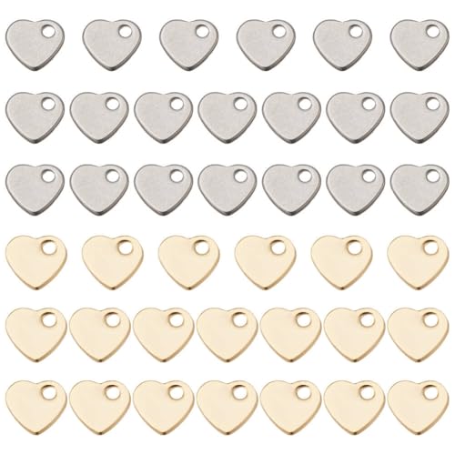 HOBBIESAY 40Pcs 2 Colors Small Heart Charms