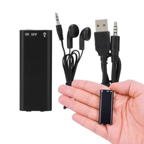 Mini Gravador Voz Espião Digital e MP3 player Super Pequeno - 8GB com 96 horas de gravação, 20 horas de bateria - Discreto Tipo Pendrive para Reuniões, Aulas, Entrevistas e Monitoramento