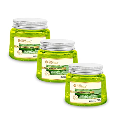 Image of Khadi Organique Pure Natural Aloe Vera Green Gel for Skin, Body & Hair | Hydrating, Nourishing, Moisturizing & Soothing | No Parabens or Mineral Oil | Multipurpose Herbal Gel - 200 gm (Pack of 3)