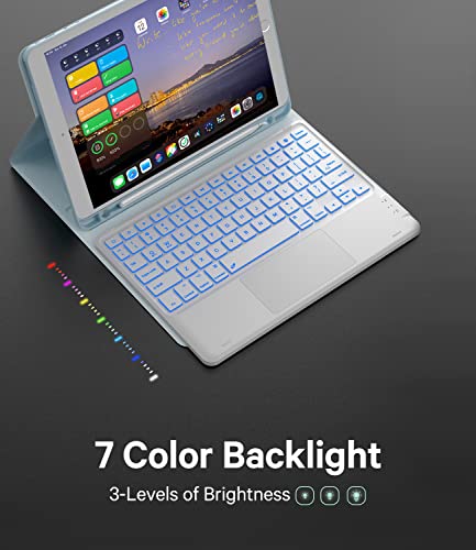 Image of GreenLaw Ipad 9.7 Inch Case With Keyboard, Ipad 6Th Gen (2018), Ipad 5Th Gen (2017), Ipad Air 2 (2014), 7 Color Backlit, Support 2 Bt Devices, Touchpad Keyboard For Ipad Pro 9.7, Blue, Bluetooth