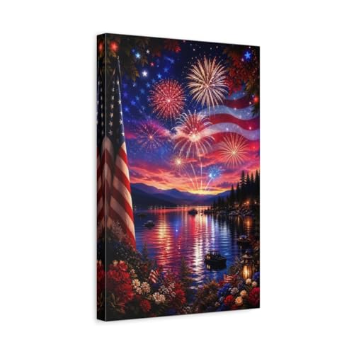 Toile de feux d'artifice nature chassis bois qualite premium decoration interieure