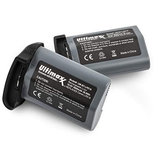 Ultimaxxâ€™s Ultra-High-Capacity Replacement for Canon LP-E19 Lithium-Ion Rechargeable Batteries (x2), Compatible with Canon EOS-1D X Mark III, 1D X Mark II, 1D X, 1Ds Mark III, 1D Mark IV, 1D Mark III