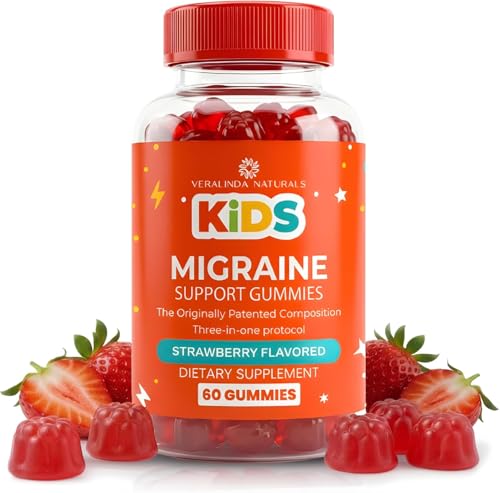Kids Migraine Gummies Original Triple Protocol Formula 60 Gummies with Magnesium Riboflavin B2 & Feverfew Natural Brain Health Supplement for Migraine Wellness Support for Children