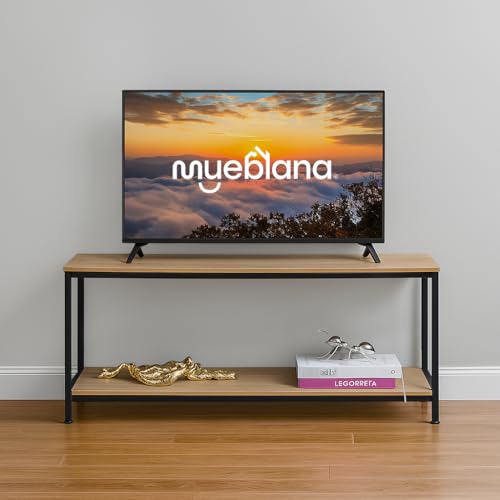 Reviews de Mesas para TV comprados en linea. 42 MUEBLANA | Mesa para TV | Madera y Acero | Minimalista | Centro de Entretenimiento | Mueble Organizador Moderno | 2 repisas | Color Nogal
