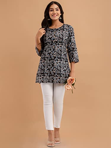 Image of feranoid Women Cotton Printed Straight Short Kurti