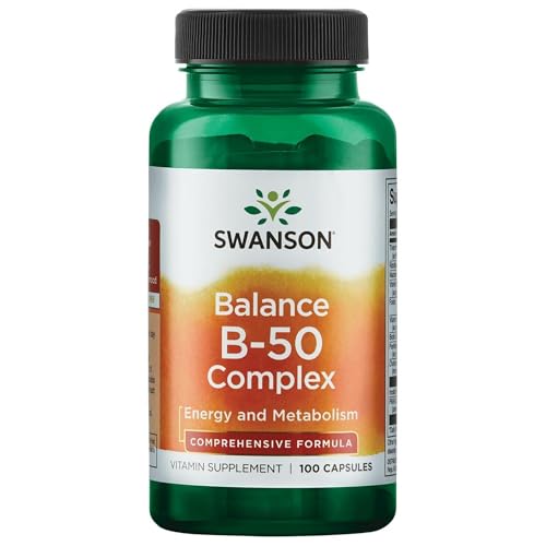 Swanson Balance B-50 High-Potency B Vitamin Complex for Busy Adults Seeking Immune Heart and Nervous System Support (100 Capsules)