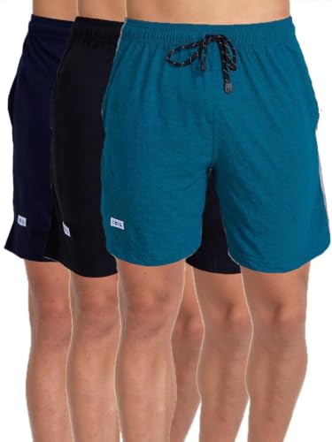 Image of T.T. Cotton Blend Shorts for Men | Regular Fit | Elasticated & Zipper | 2 Sided Pockets & 1 Back Pocket | Solid | Above Knee Length Bermuda Short | Ideal for Casual Outings