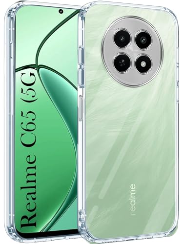 Image of Jkobi Back Case Cover for Realme C65 5G (Silicone Clear Shockproof Case with Camera Protection | Soft and Flexible | Transparent)