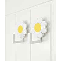 2-Pack Daisy Door & Wall Hooks – White & Yellow Flower Coat, Towel & Backpack Hangers for Kids