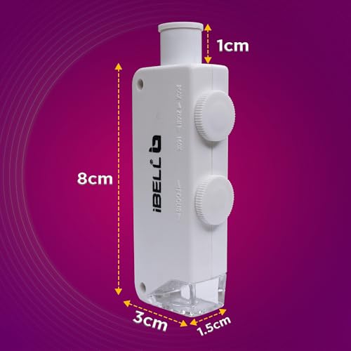 Image of iBELL Professional Pocket Microscope IBL-ML16-20, 160X-200X Magnification with LED Light, ABS Body, Compact Handheld Microscope for Inspection and Education