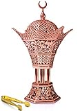 AM Bakhoor Charcoal Incense Burner - Oud Frankincense Resin Burner 10.5 Inches Tall - for Bakhoor Oud Incense Sticks Cones - Luxury Filigree (Rose Gold)