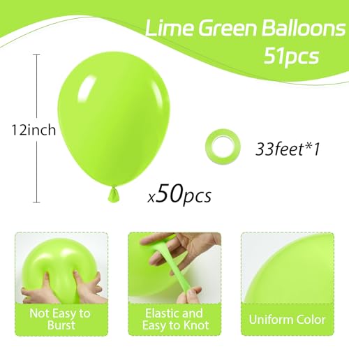 Image of Lime Green Balloons 12 inch, Green Latex 50pcs Party Balloons | Baby Shower, Birthday Party Decorations