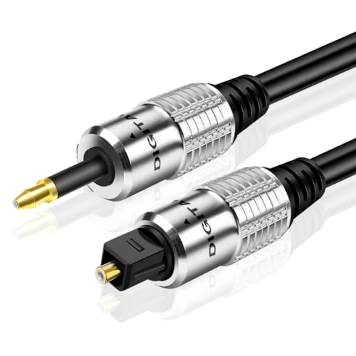 TNP Optisches Kabel, Mini Toslink 3,5mm auf Toslink Kabel, 2m - Digital-Audiokabel, Optisches Digitalkabel, SPDIF-Lichtleiterkabel für Stereoanlage HiFi Sounbar TV, HQ Audio, Vergoldet