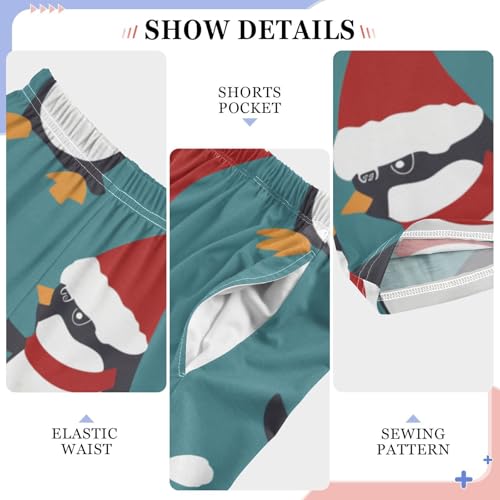 ZZXXB Penguin with Xmas Hat Boys Long Pants Soft Trousers Elastic Waist Kids Lounge Bottoms with Pockets S-XL4