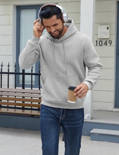 Image of COOFANDY Men Cotton Fleece Hooded Sweatshirt Casual Long Sleeve Hoodies Pullover Fashion Drawstring Hoodie with Kanga Pocket