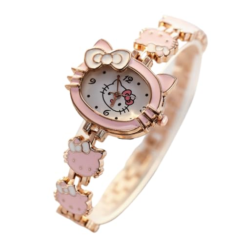 FASHION YO Montre analogique à quartz avec bracelet en acier inoxydable pour chats, filles, bambins, montres pour cadeaux pour enfants, cadeaux d'anniversaire, boîte...