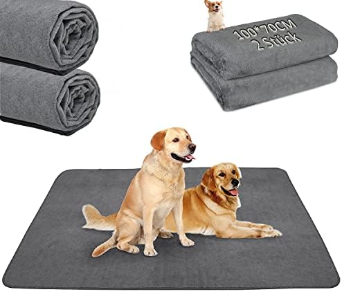 Welpenunterlagen Waschbar, 2er Schnell Absorbierend Puppy Pads 100x70 cm | Auslaufsichere, Rutschfeste Urin Unterlage für Welpen, Alte und Inkontinente Hunde, einsetzbar für Laufst