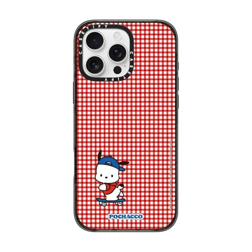 CASETiFY �C���p�N�g iPhone 16 Pro Max �P�[�X [Sanrio Puppy Pals Co-lab/MagSafe�Ή�/���^ �y��/�ϏՌ�] - Pochacco with you Custom Case - Checkered 