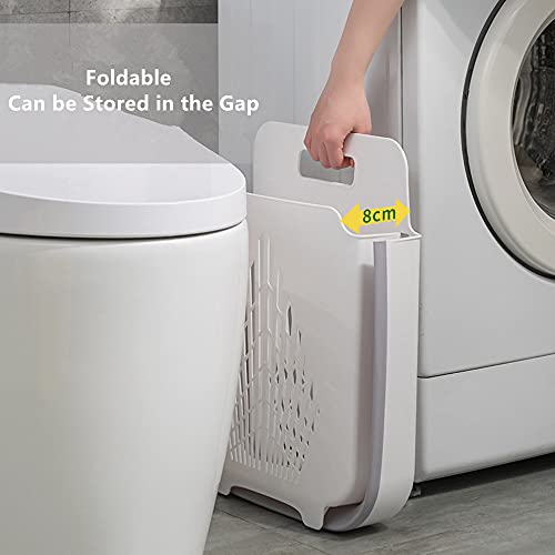 Wall Mounted Collapsible Laundry Basketwhite High Capacity Free Storage Bins With Handle Spac Saving Foldable Container/Organizer Household Punch Organizing Home, Clothes, Towels And Toy, Room #TOP5
