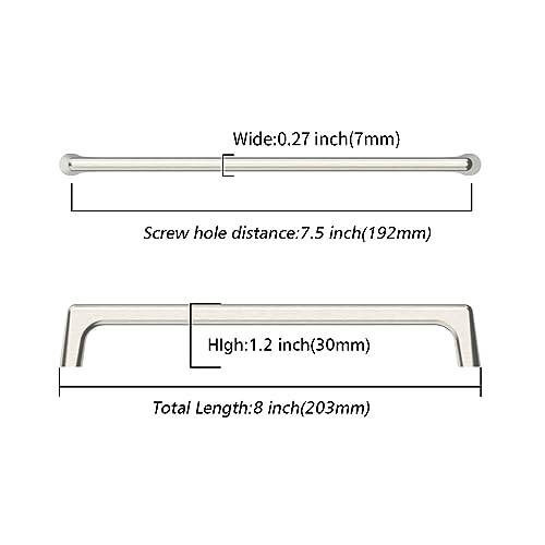 Image of 9BUILD 10 Pack Brushed Satin Nickel Cabinet Pulls 7.5 Inch Kitchen Cabinet Handles Cabinet Hardware Kitchen Handles for Cabinets Cupboard Handles Nickel Dresser Pulls Drawer Handle