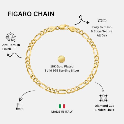 Image of KISPER Gold Chain Bracelet for Men 5mm Plated 925 Sterling Silver