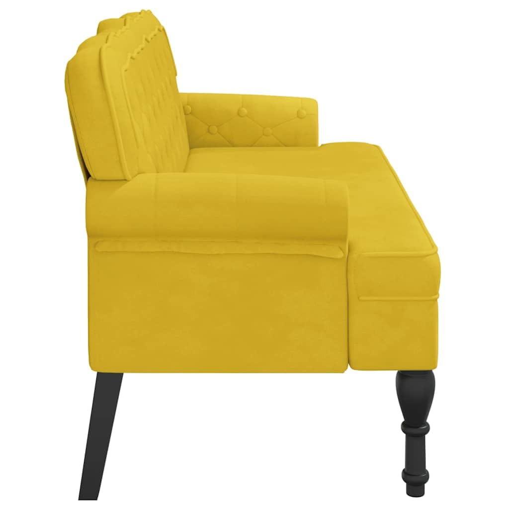 vidaXL Banco, Silla con Respaldo Reposabrazos, Banca de Final de Cama, Asiento Tapizado para Pasillo Recibidor Dormitorio, Terciopelo Amarillo