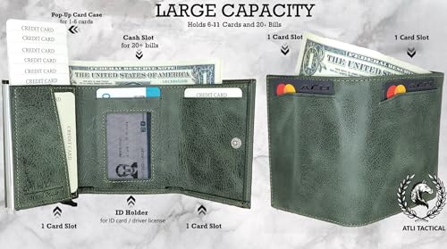 Leather Pop Up Wallet for Men - Smart Wallet for Men - Slim Wallet for Men - Pop Up Metal Case - RFID Blocking Credit Card Wallet - Card Holder Wallet & Cash Slot - Holds Up to 6+4 Cards - ID Window2
