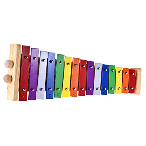 Btuty Glockenspiel Xylophon Holz & Aluminium Percussion Musikinstrument 15 Töne mit 2 Schlägeln