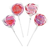 Valentine Swirl Pop Suckers - 12 Pack - Each come with Sticker Message - Valentine's Day Party Candy