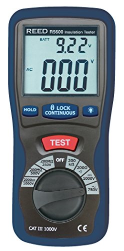 REED Instruments R5600 Insulation Tester and Multimeter (Megohmmeter), 2000 Ohms Resistance, 1000V Voltage,Black #1