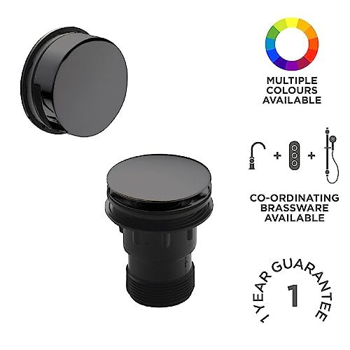 nuie E727 Wastes Modern Bathroom Click Clack Bath Waste with Easyclean Removable Grid, 70mm, Brushed Gun Metal - Image 3