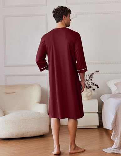 Ekouaer Mens Robes Lightweight Zipper House Coat Short Bathrobes Soft Sleepwear with Pockets S-3XL2