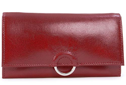 Catwalk Collection Handbags - Vera Pelle - Borsellino/Portafoglio/Portamonete da Donna - RFID Protezione - Scatola Regalo - Odette - ROSSO - RFID