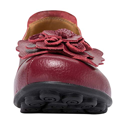 Image of Women's Slip-On Loafers, Comfortable Leather Walking Flats with Memory Foam Insole, Anti-Slip Casual Shoes for Work Office Driving