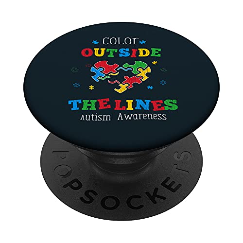 Farbe außerhalb der Linien Liebe Autistic Kids Autismus Bewusstsein PopSockets mit austauschbarem PopGrip