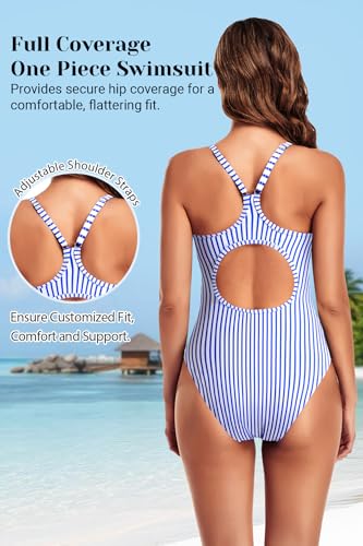 Image of Tempt Me Athletic One Piece Swimsuits for Women | Training, Sport, Racerback, Keyhole, Adjustable straps, Full coverage