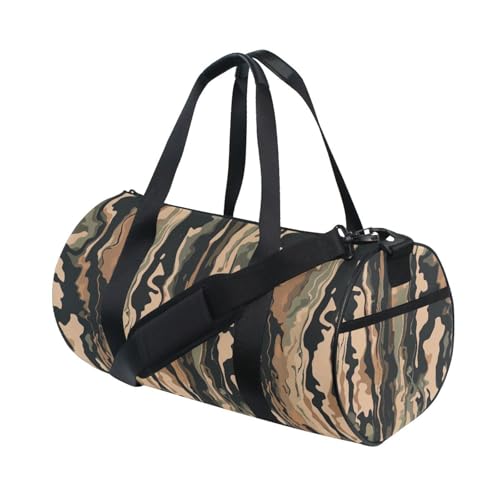 Camouflage Sports Duffel Bag Full Print Polyester Barrel Gym Bag with Side Zipper Pocket Detachable Shoulder Strap, Perfect for Sports Gym Weekend Travel and Outdoor Use3