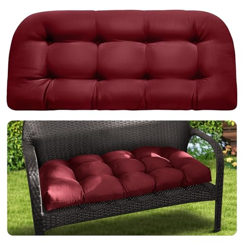 MAGIC ELEPHANT Outdoor Bench Cushion, Memory Foam Loveseat Cushion for Patio Furniture Wicker Chair, Settee Porch Swing Seat Cushion, 44 x 19 Inches (Red)