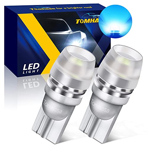 Tomhasa T10 Led Ice Bulb Blue 194 Led Bulb Ice Blue, built with PC cover, T10 LED Interior Lights Bulbs 168 Led Bulb 2825 W5W 192 bulb for Car Dome Map Door License Plate Trunk Cargo Light, Pack of 2
