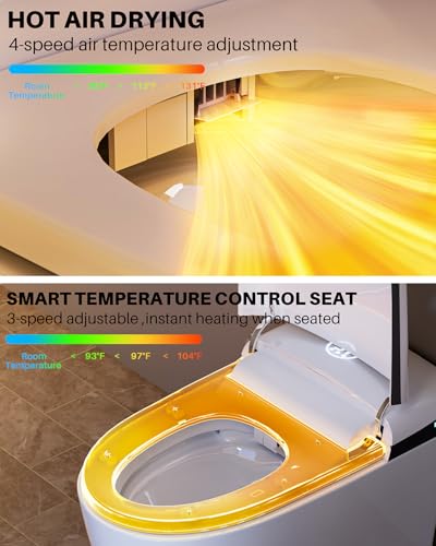 Winzo Smart Toilet con Bidé Integrado, Asiento Calefactable, Inodoro Inteligente sin Tanque con Rociador de Agua Caliente y Secador, Cierre Suave Automático, con Sensor de Pie, Pantalla LED, Gris miniatura 3