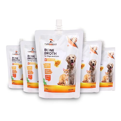 Image of FurrMeals Ready to Serve Chicken Bone Broth | Gravy /Wet Dog Food | Treat for Dogs and Cats | 300ml x Pack of 5 | Joint Health Natural Supplement,All Life Stages