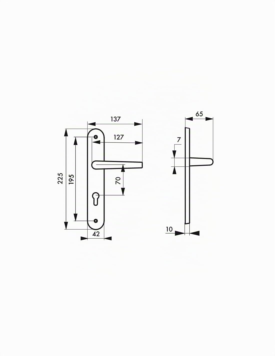 THIRARD - Conjunto de Manillas para Puerta de Entrada Poseidon - Acero Inoxidable Cepillado - Uso Práctico - Orificio para Cilindro - Distancia 195 mm - Cuadrado 7 mm - Diseño Elegante - Gris