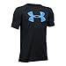 Under Armour Boys' Tech Big Logo Short Sleeve T-Shirt, Black/Carolina Blue, Youth X-Large